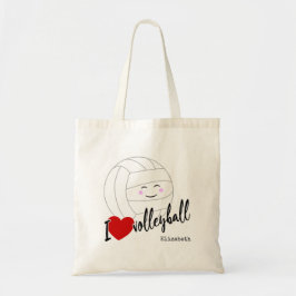 Bolsa Tote Eu coração vôlei feliz vôlei kawaii