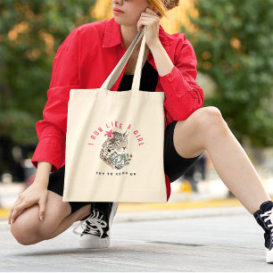 Bolsa Tote Eu Corro Como Uma Rapariga Motivacional Vermelha L