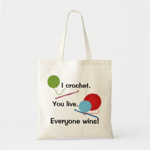 Bolsa Tote Eu Crochet o vivo saco