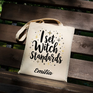 Bolsa Tote Eu Defini Padrões De Bruxa Personalizados De Hallo