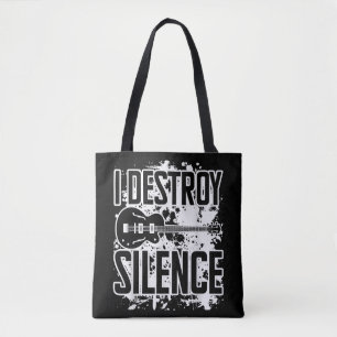Bolsa Tote Eu Destruo Silence Bass Player Engraçado Música De