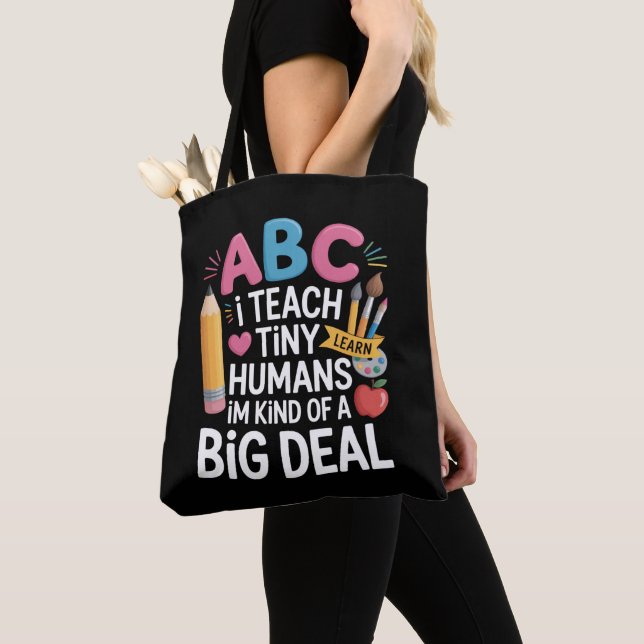 Bolsa Tote Eu Ensino Humanos Pequenos Apreciação de Professor (Close Up)