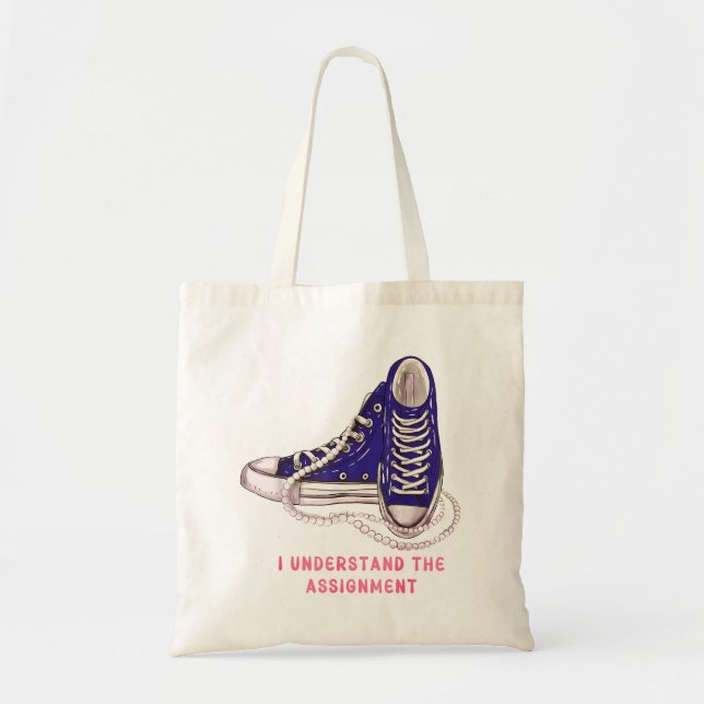 Bolsa Tote Eu entendo a arte dos tênis azuis (Frente)