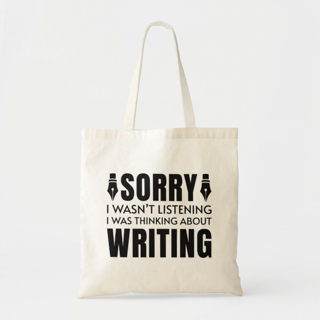 Bolsa Tote Eu Estava Pensando Em Escrevendo (Frente)