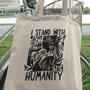 Bolsa Tote Eu Fico com a Humanidade Paz Mundial Unidade Solid