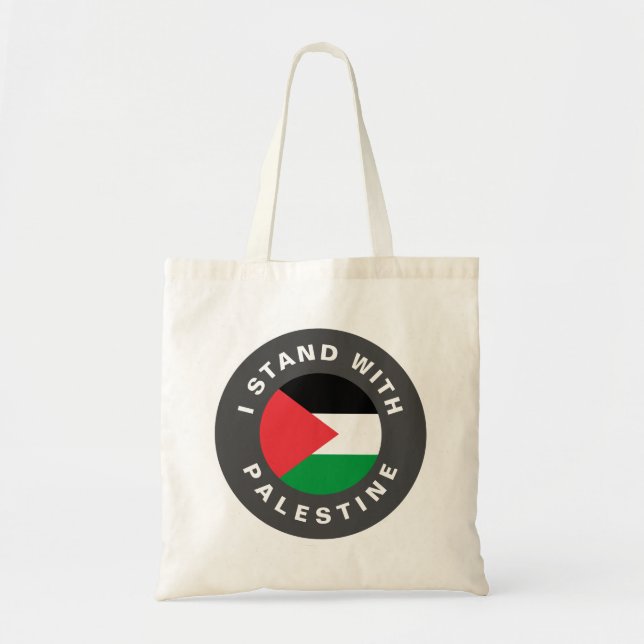 Bolsa Tote Eu fico com o texto personalizado da bandeira Pale (Frente)