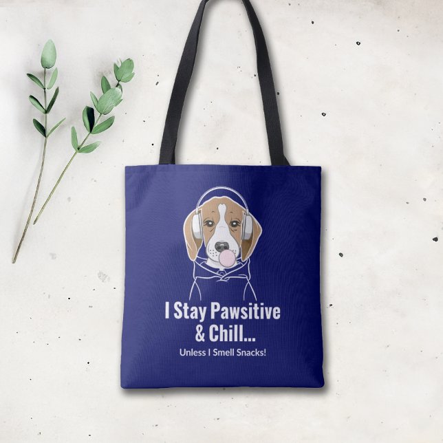 Bolsa Tote Eu fico pawsitivo e resfrio cachorro engraçado (Criador carregado)