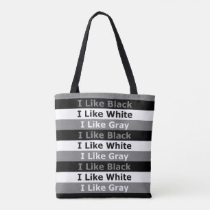 Bolsa Tote Eu Gosto De Branco Preto E Design De Cinza Com Cor