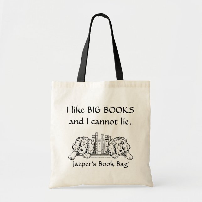 Bolsa Tote Eu gosto de grandes livros Lion Book Bag (Frente)