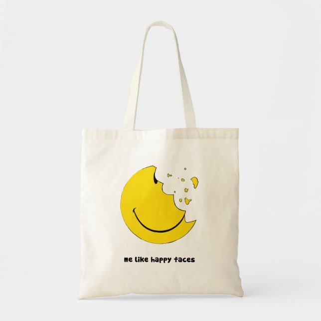 Bolsa Tote eu gosto de saco de rostos felizes (Frente)