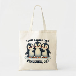 Bolsa Tote Eu Gosto Muito De Pinguins, OK?