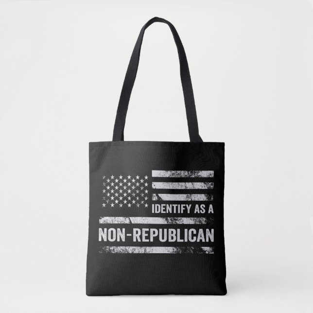 Bolsa Tote Eu Identifico Como Bandeira Americana Engraçada Nã (Frente)