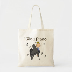 Bolsa Tote Eu jogo t-shirt e presentes do piano