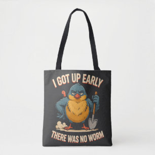 Bolsa Tote Eu Me Levantai Cedo Não Havia Verme Humor de Pássa