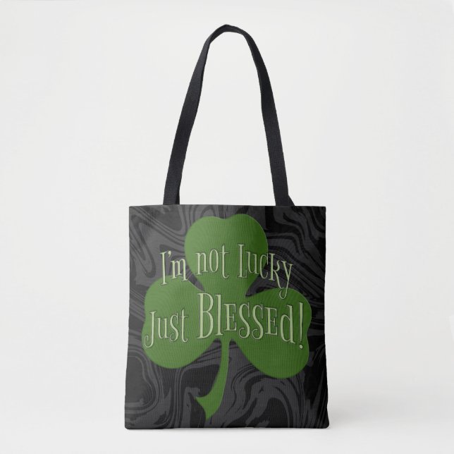 Bolsa Tote Eu não sou sortudo Bênçendo Design de Shamrock (Frente)