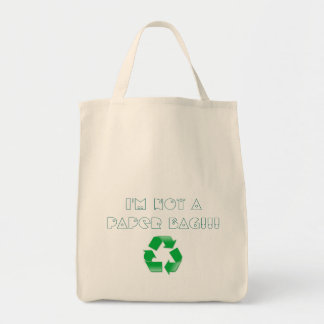 Bolsa Tote Eu não sou um saco de papel, recicl