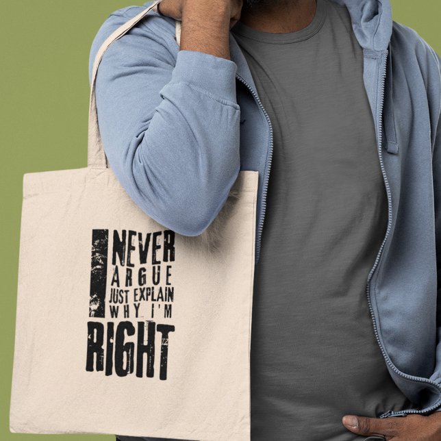 Bolsa Tote Eu Nunca Discuto Engraçado Sarcástico Confiante Pr (Shop now and assert your rightness with pride!)