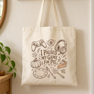 Bolsa Tote Eu Pausar Meu Jogo por Pastel Amante de Sobremesa