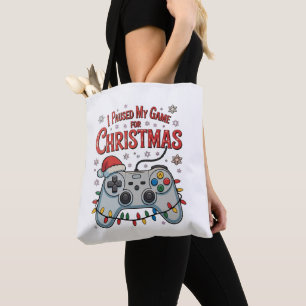Bolsa Tote Eu Pausei Meu Jogo Para O Natal Gamer Jogos De Nat