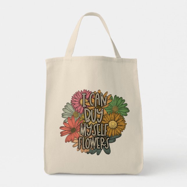 Bolsa Tote Eu Posso Comprar-Me Flores Na Sacola (Verso)