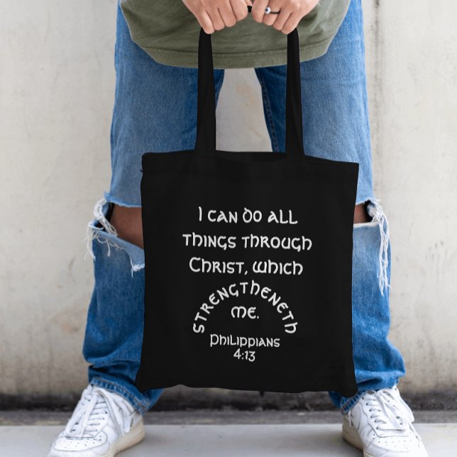 Bolsa Tote Eu Posso Fazer Tudo, Philippians 4 Bíblia Verse (Add your favorite Bible Verse.)