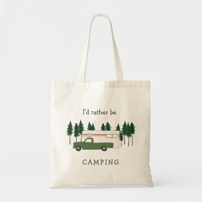 Bolsa Tote Eu preferencialmente acampar o campista RVing Moto (Frente)