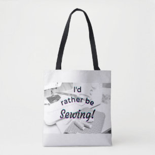 Bolsa Tote Eu preferencialmente costurando
