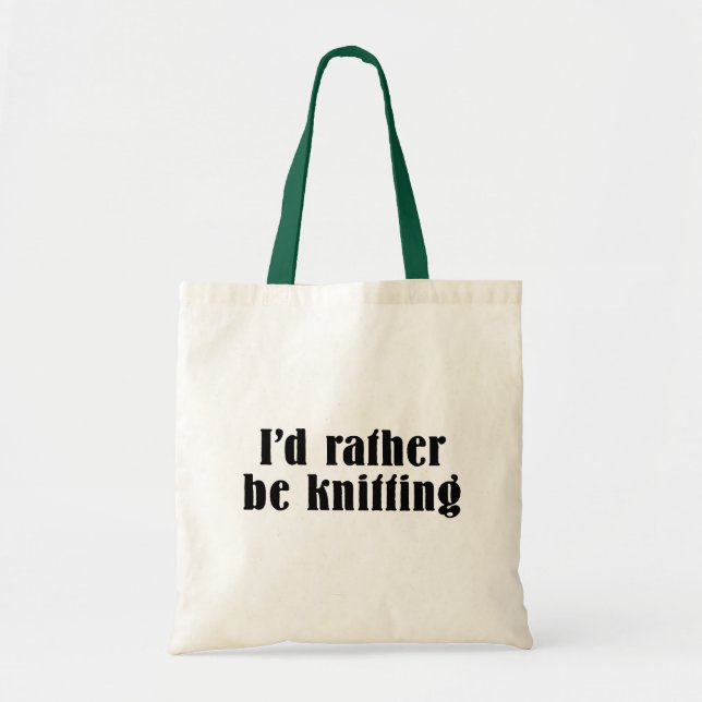 Bolsa Tote Eu Preferencialmente de tricotar a barra de ferram (Frente)