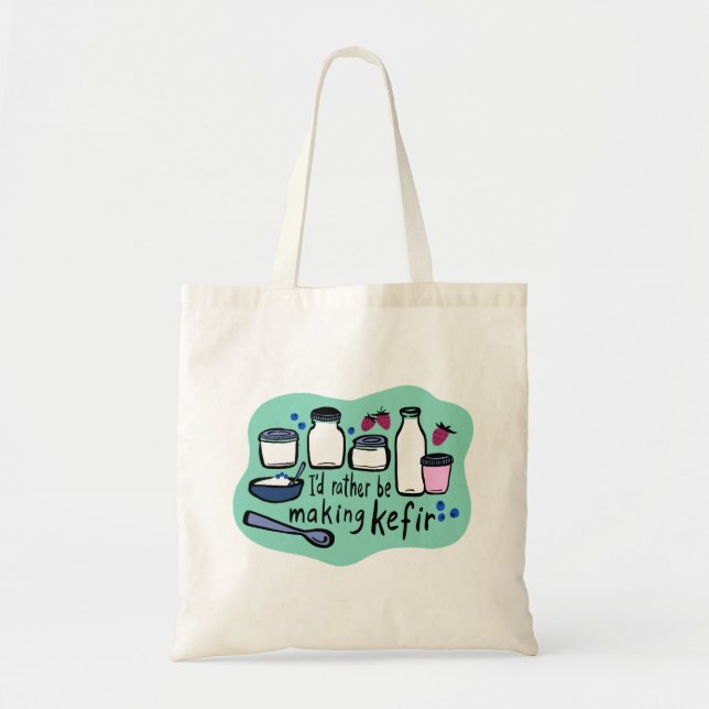 Bolsa Tote Eu PREFERENCIALMENTE SER FAZER KEFIR Divertido Fer (Frente)