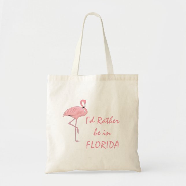 Bolsa Tote Eu Preferiria estar no Design de Flamingo da Flóri (Frente)