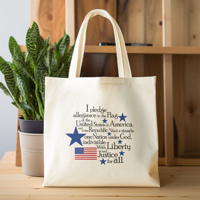 Bolsa Tote Eu prometo lealdade à bandeira das Nações Unidas (Custom Canvas Tote Bag)