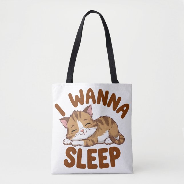 Bolsa Tote Eu Quero Dormir Design de Arte Digital (Frente)
