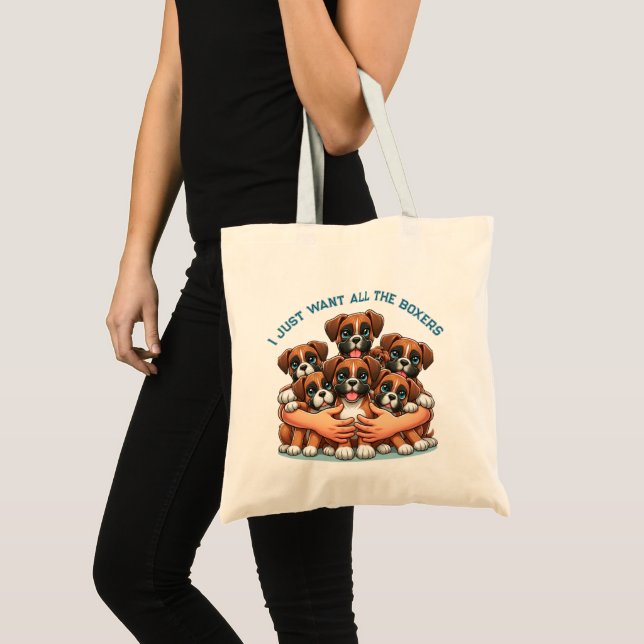 Bolsa Tote Eu Quero Todos Os Cães Boxer 🐾 (Frente (produto))