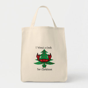 Bolsa Tote Eu quero um caranguejo para o Natal
