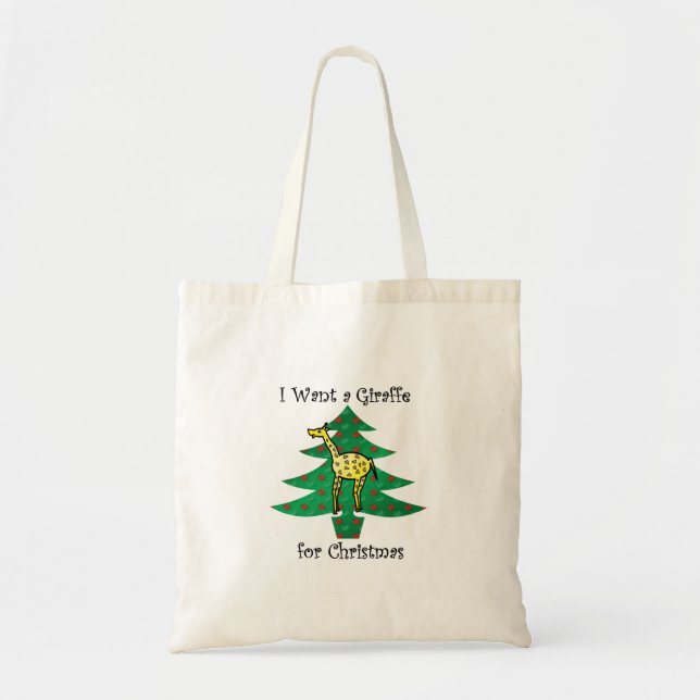 Bolsa Tote Eu quero um girafa para o Natal (Frente)