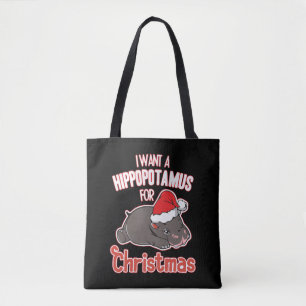 Bolsa Tote eu quero um hipopótamo para o natal
