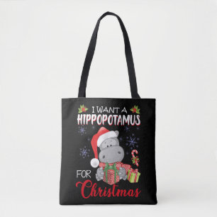 Bolsa Tote Eu Quero Um Hippopotamus Para O Natal Hippo