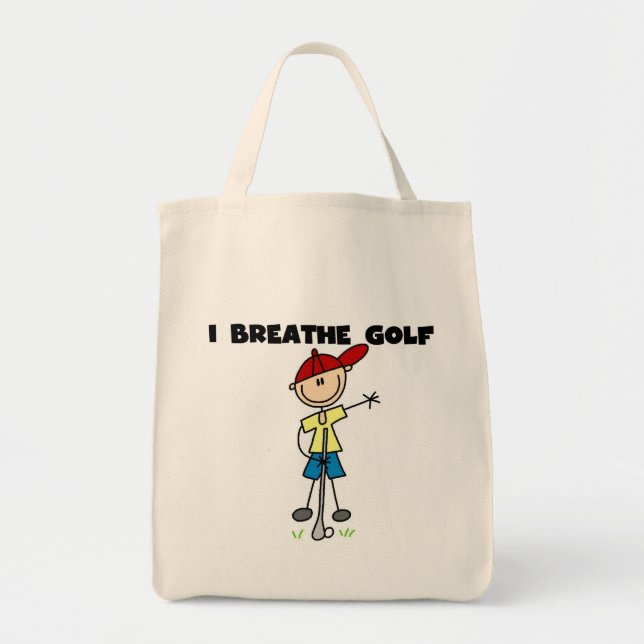 Bolsa Tote Eu Respiro Camisetas de Golfe e Presentes (Frente)