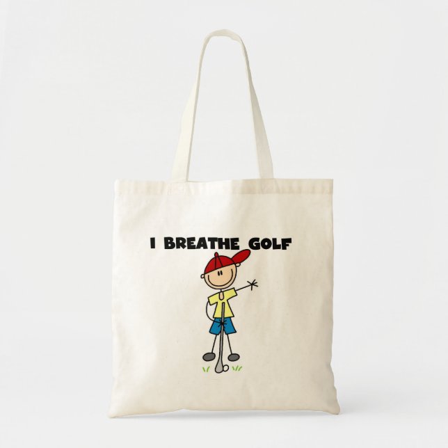 Bolsa Tote Eu Respiro Camisetas de Golfe e Presentes (Frente)