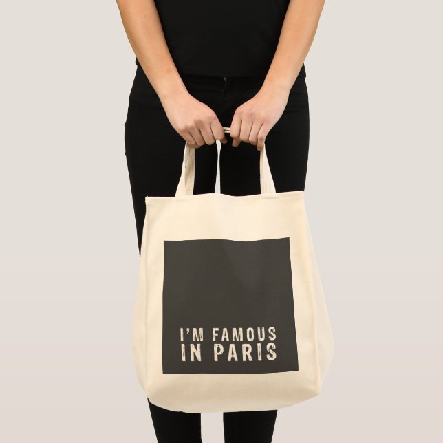 Bolsa Tote Eu sou famoso em Paris (Frente (produto))