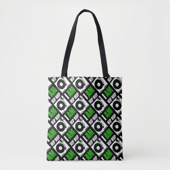 BOLSA TOTE EU SOU HIP HOP - LETRA VERDE - DIAG (Frente)