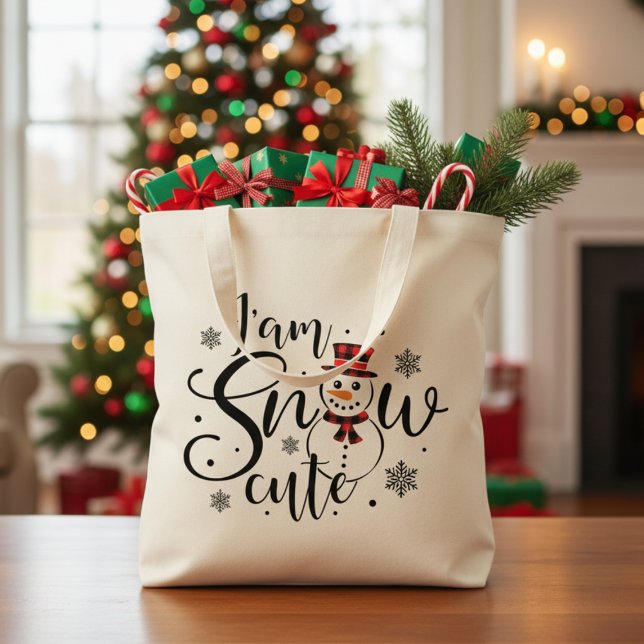 Bolsa Tote Eu sou o bonitinho de neve, bonitinho de inverno (I am Snow Cute Cute Winter Snowman Tote Bag)