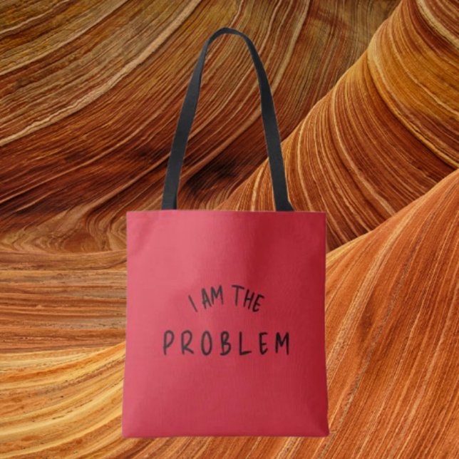 Bolsa Tote "Eu Sou O Problema" - Faixa De Alerta De Dois Lado (Criador carregado)