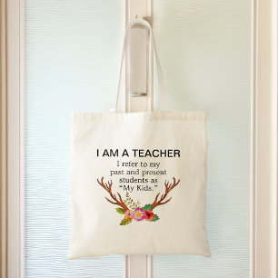 Bolsa Tote Eu Sou Um Professor Floral de Galhadas de Veado