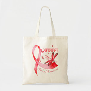 Bolsa Tote Eu sou um Survivor Dragonfly Red Ribbon Stroke
