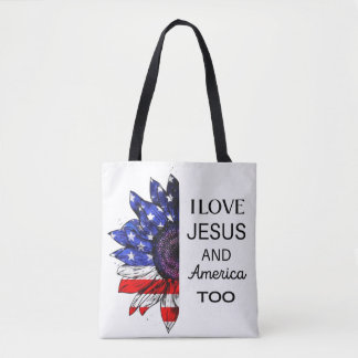 Bolsa Tote Eu também amo Jesus e América