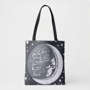 Bolsa Tote Eu te amo à lua e à parte traseira