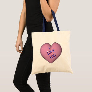 Bolsa Tote Eu Te Amo Coração Rosa