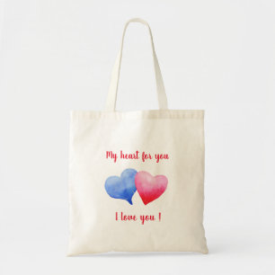 Bolsa Tote Eu te amo Dia de os namorados de coração vermelho 