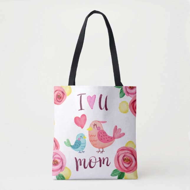 Bolsa Tote Eu te amo sacola do dia das mães da mamã (Frente)